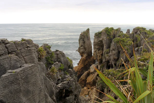 Panqueca Rochas Uma Formação Rochosa Parque Nacional Paparoa Ilha Sul — Fotografia de Stock