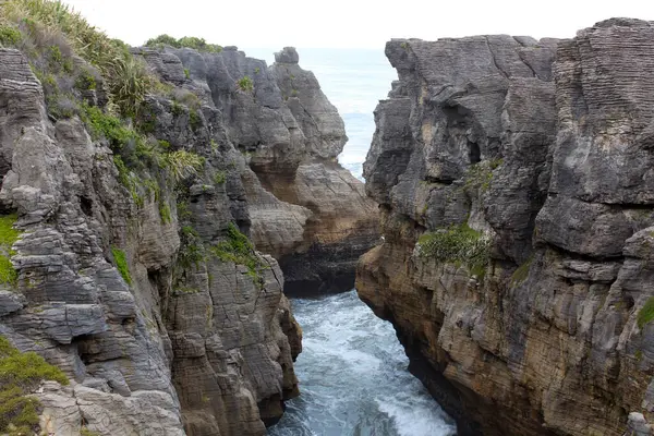 Panqueca Rochas Uma Formação Rochosa Parque Nacional Paparoa Ilha Sul — Fotografia de Stock