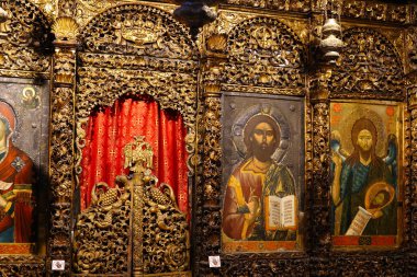 Arnavutluk 'un Berat kentindeki St. Mary Dormition Katedrali' nde ikonostaz