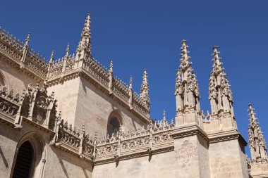 Granada, Endülüs, İspanya Katedrali Capilla Real Royal Kilisesi 'nin Gotik mimarisinin ayrıntıları. 