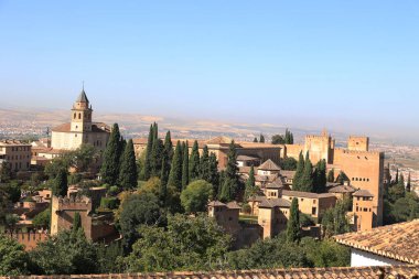 İspanya 'nın Granada kentindeki Alhambra manzarası, Endülüs, İspanya    