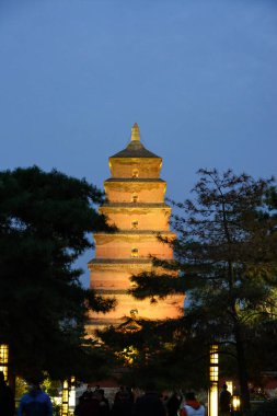 Dev Vahşi Kaz Pagoda 'nın dekoratif ışıkları akşamları açılır.