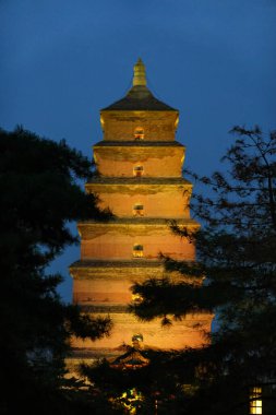 Dev Vahşi Kaz Pagoda 'nın dekoratif ışıkları akşamları açılır.