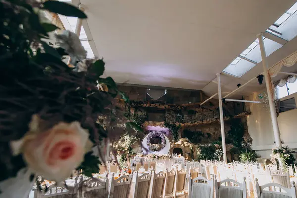 Decorated Tables Luxury Wedding Restaurant — Stock Photo, Image
