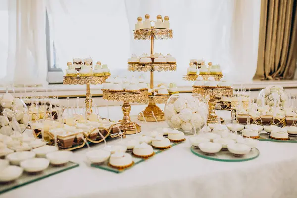 Wedding food tables at a restaurant with decorations