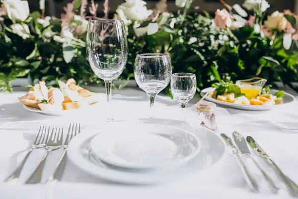Decorated Tables Luxury Wedding Restaurant — Stock Photo, Image