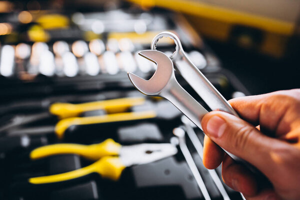 Set of tools in a tool kit isolated