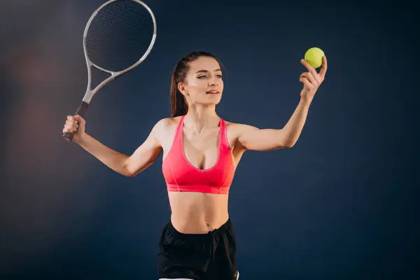 Ung Kvinna Tennisspelare Isolerad Studio — Stockfoto