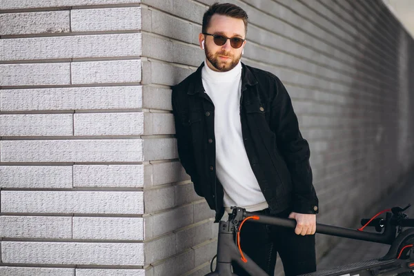 Handsome Man Riding Town Scooter — Stock Photo, Image