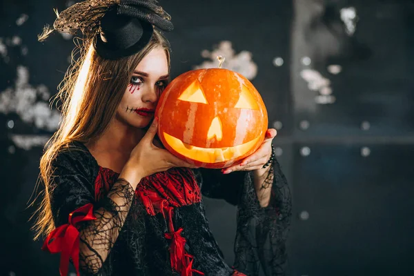 Woman Halloween Costume Studio — Stock Photo, Image