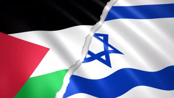 Animated Waving Flag Israel Palestine — Stock Video