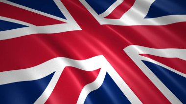 Birleşik Krallık dalgalı bayrağı. Union Jack 3D illüstrasyon