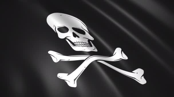 Jolly Roger Pirate Schwimmende Flagge Nahtlos Animierte Illustration — Stockvideo