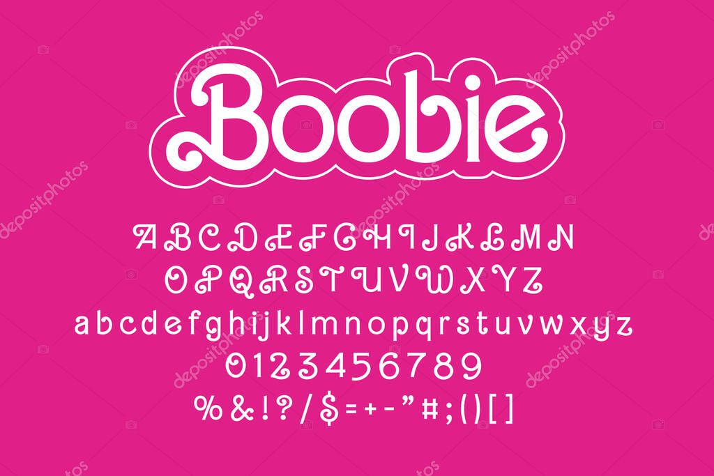 Girly alphabet with arabesques. Vector typography illustration