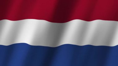 Hollanda Bayrağı. Ulusal 3D Hollanda bayrağı dalgalanıyor. Hollanda bayrağı rüzgarda dalgalanan video kaydı. Hollanda Bayrağı 4K animasyonu