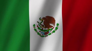 Meksika Bayrağı. Ulusal 3D Meksika bayrağı dalgalanıyor. Meksika bayrakları rüzgarda sallanan video görüntüleri. Amerika Birleşik Devletleri veya Meksika 4K Animasyon Bayrağı