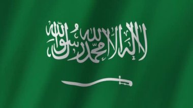 Suudi Arabistan Bayrağı. Suudi Arabistan bayrağı rüzgarda dalgalanan video kaydı. Suudi Arabistan Bayrağı 4K animasyonu