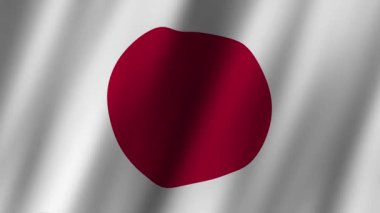 Japonya Ulusal Bayrağı. Ulusal 3D Japonya bayrağı sallanıyor. Japonya bayrağı rüzgarda sallanan video görüntüsü. Japon bayrağı