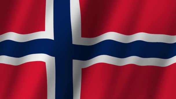 Norges Nationalflagga Nationell Norge Flagga Viftar Norges Flagga Video Vinkar — Stockvideo