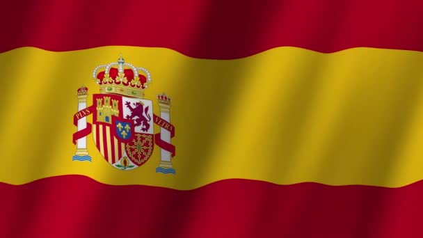 西班牙国旗 西班牙国旗飘扬 西班牙国旗视频在风中飘扬 西班牙国旗4K动画 — 图库视频影像