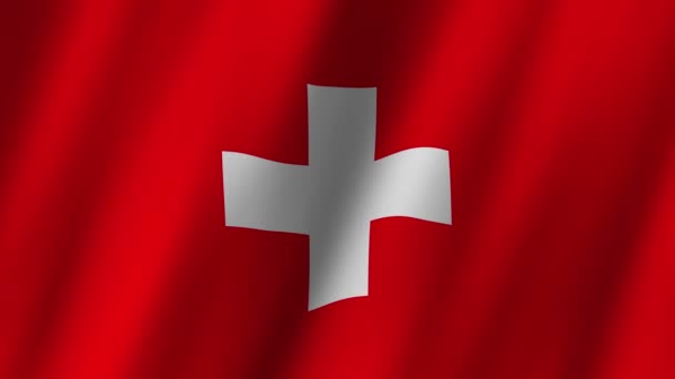 Schweiz Nationella Flagga Nationell Schweiz Flagga Viftar Flagga Schweiz Video — Stockvideo