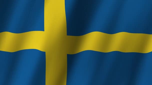 Σημαία Σουηδίας Εθνική Σημαία Της Σουηδίας Κυματίζει Σημαία Της Σουηδίας — Αρχείο Βίντεο