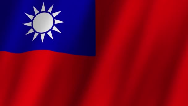 Taiwan Vlag Nationale Taiwan Vlag Zwaaiend Vlag Van Taiwan Beeldmateriaal — Stockvideo