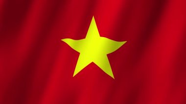 Vietnam Bayrağı. Vietnam Bayrağı. Ulusal 3D Vietnam bayrağı dalgalanıyor. Vietnam 'ın rüzgarda dalgalanan görüntülerinin bayrağı. 4K Canlandırması