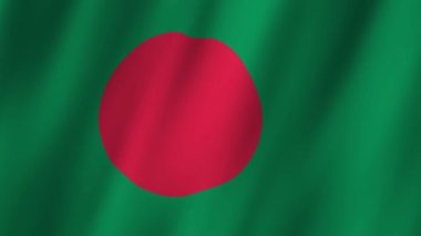 Bangladeş Bayrağı. Ulusal Bangladeş bayrağı dalgalanıyor. Bangladeş 'in bayrağı rüzgarda dalgalanan video kaydı. 4K Canlandırması