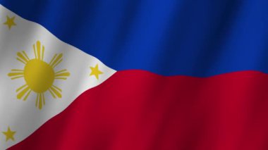 Filipinler Bayrağı. Ulusal 3D Filipinler bayrağı dalgalanıyor. Filipinler 'in bayrağı rüzgarda sallanan video kaydı. 4K Canlandırması