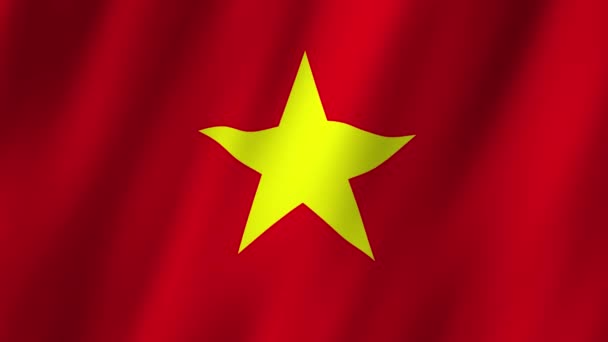Σημαία Βιετνάμ Βιετναμέζικη Εθνική Σημαία Βιετνάμ Κυματίζει Σημαία Του Βιετνάμ — Αρχείο Βίντεο