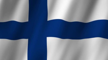 Finlandiya Bayrağı. Ulusal 3d Finlandiya bayrağı dalgalanması. Finlandiya bayrağı rüzgarda sallanan bir video görüntüsü. Finlandiya Bayrağı 4K Canlandırma