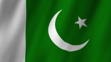 Pakistan Bayrağı. Ulusal 3D Pakistan bayrağı dalgalanıyor. Pakistan 'ın rüzgarda dalgalanan görüntülerinin bayrağı. Pakistan 4K Canlandırması Bayrağı
