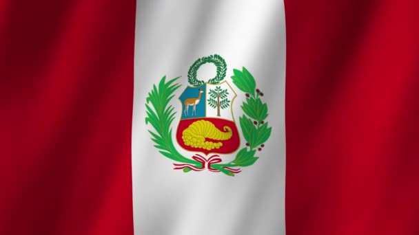 Perus Flagga Nationell Peru Flagga Viftar Flagga Peru Video Vinkar — Stockvideo