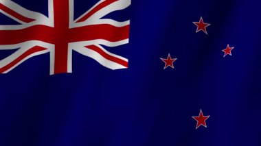 Yeni Zelanda Bayrağı. Ulusal 3D Yeni Zelanda bayrağı dalgalanması. Yeni Zelanda bayrağı rüzgarda sallanan video görüntüsü. Yeni Zelanda 4K Canlandırması Bayrağı