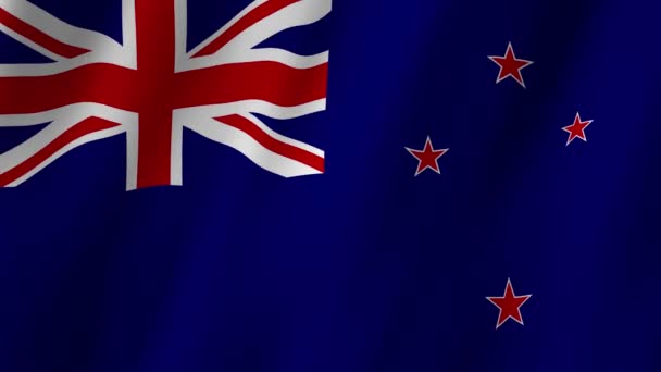 Bandera Nueva Zelanda Bandera Nacional Nueva Zelanda Ondeando Bandera Nueva — Vídeos de Stock