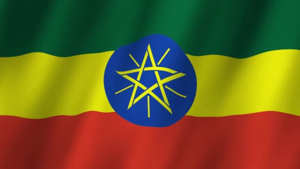 Etiopská Vlajka Národní Etiopie Vlajka Mává Vlajka Etiopského Videozáznamu Vlnícího — Stock video