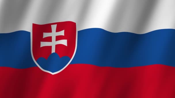 Eslováquia Bandeira Bandeira Nacional Eslováquia Acenando Bandeira Eslováquia Filmagem Vídeo — Vídeo de Stock