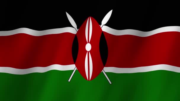 Kenyai Zászló Nemzeti Kenyai Zászló Lengett Kenya Zászlaja Videó Integet — Stock videók