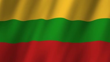 Litvanya Bayrağı. Ulusal 3 boyutlu Litvanya bayrağı dalgalanması. Litvanya bayrağı rüzgarda sallanan video görüntüleri. Litvanya 4K Animasyon Bayrağı