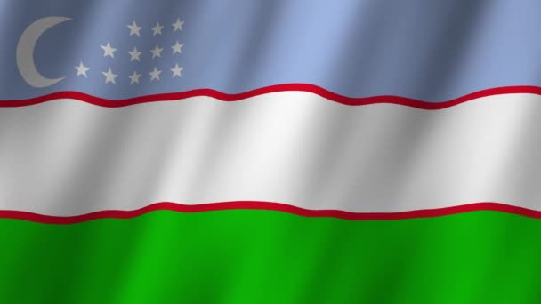 ウズベキスタン国旗 3Dウズベキスタン国旗が掲げられています ウズベキスタンのフラッグビデオが風に揺れている ウズベキスタンの国旗 4Kアニメーション — ストック動画