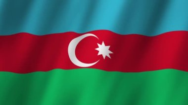 Azerbaycan Bayrağı. Ulusal 3d Azerbaycan bayrağı dalgalanıyor. Azerbaycan bayrağı rüzgarda sallanan video görüntüsü. Azerbaycan 4K Canlandırması Bayrağı