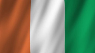 Fildişi Sahili. Ulusal 3d Fildişi Sahili bayrağı dalgalanıyor. Fildişi Sahili 'nin bayrağı rüzgarda dalgalanıyordu. Fildişi Sahili 4K Canlandırması Bayrağı