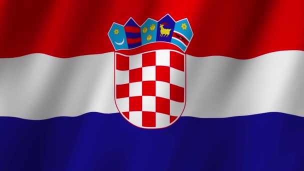 Kroatien Fahne Die Kroatische Nationalflagge Weht Die Flagge Kroatiens Zeigt — Stockvideo