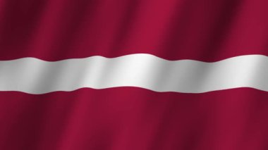 Letonya Bayrağı. Ulusal 3D Letonya bayrağı dalgalanması. Letonya bayrağı rüzgarda sallanan video kaydı. Letonya 4K Canlandırması Bayrağı