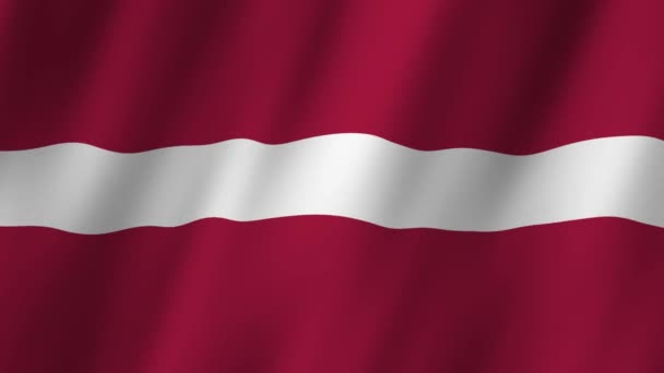 Lettlands Flagga Nationell Lettlands Flagga Viftar Lettlands Flagga Videofilmer Viftar — Stockvideo
