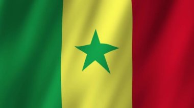 Senegal Bayrağı. Ulusal 3d Senegal bayrağı dalgalanıyor. Senegal 'in rüzgarda dalgalanan görüntülerinin bayrağı. Senegal 4K Canlandırması Bayrağı
