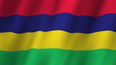 Mauritius Bayrağı. Ulusal 3d Mauritius bayrağı dalgalanıyor. Mauritius 'un rüzgarda sallanan video görüntülerinin bayrağı. Mauritius 4K Animasyon Bayrağı