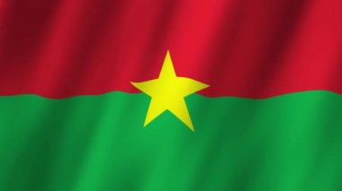 Burkina Faso Bayrağı. Ulusal 3d Burkina Faso bayrağı dalgalanıyor. Burkina Faso 'nun bayrağı rüzgarda sallanan video kaydı. Burkina Faso 4K Animasyon Bayrağı