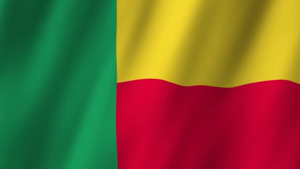 Bandera Benin Bandera Nacional Benin Ondeando Video Bandera Benín Ondeando — Vídeo de stock